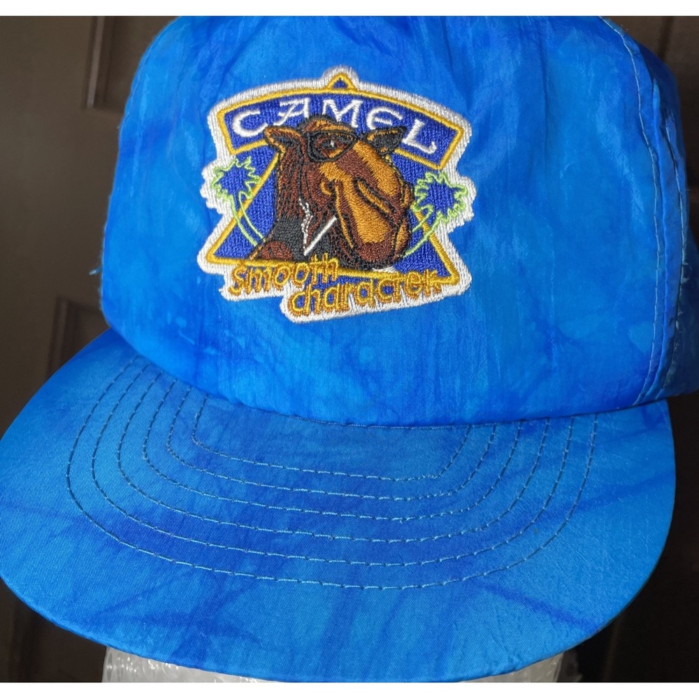Vtg 90s Joe Camel Gorpcore Indie Sleaze Vaporwave Cloud Dye SnapBack Hat Nylon